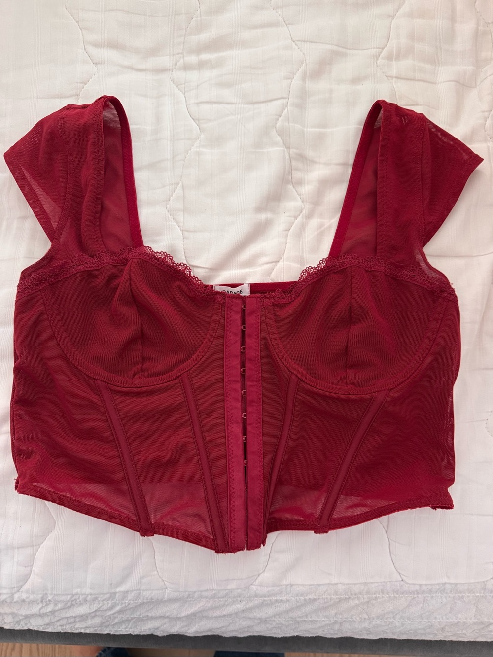 Garage Red Longline Bustier Crop Top